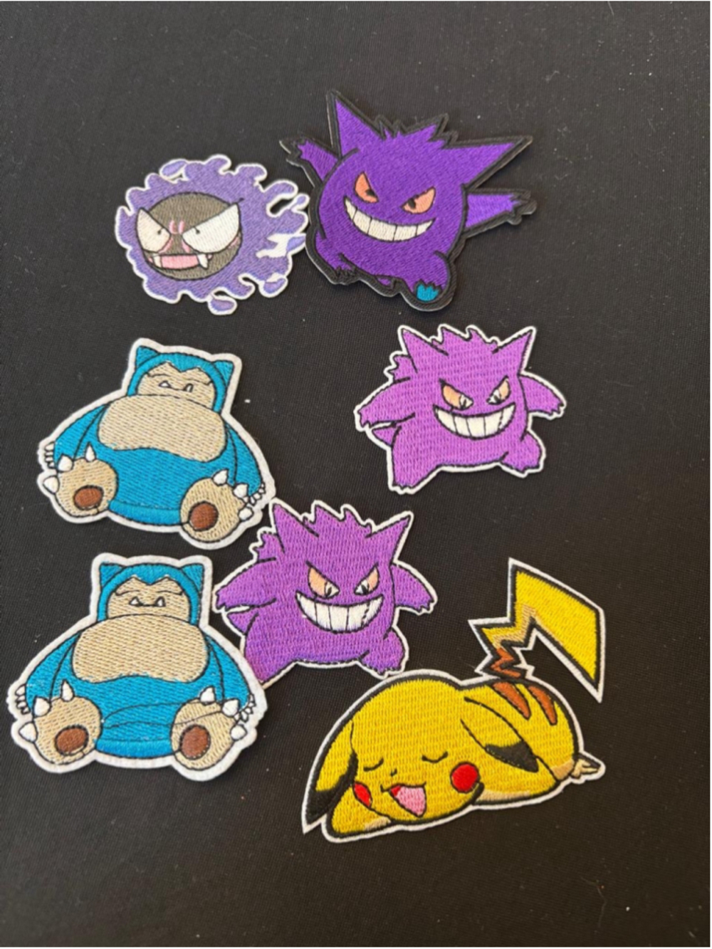 Pokemon Embroidered Patch Lot of 7 Pikachu Gengar Snorlax Gastly #N51